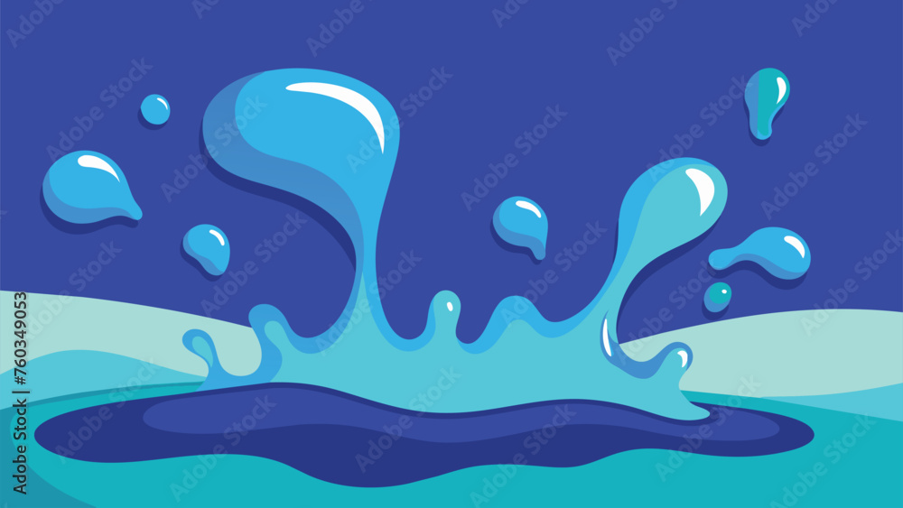 Blue water splash on the blue background. Vector illustration for your design
