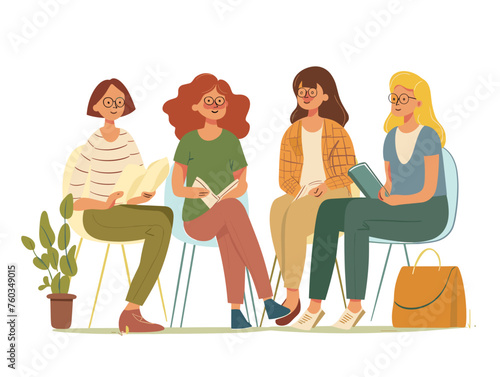  A book club meeting brings together passionate readers to discuss a recently finished book sharing their interpretations and insights. 