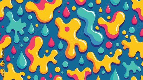 Seamless pattern with colorful drops of water. Vector illustration.