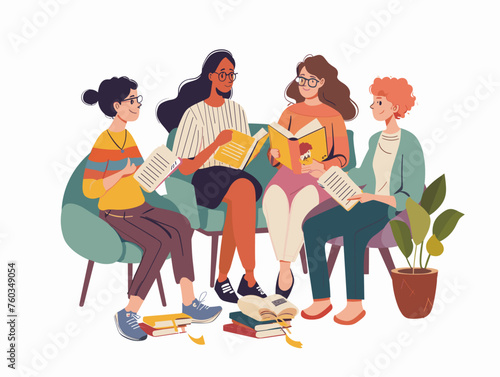  A book club meeting brings together passionate readers to discuss a recently finished book sharing their interpretations and insights. 