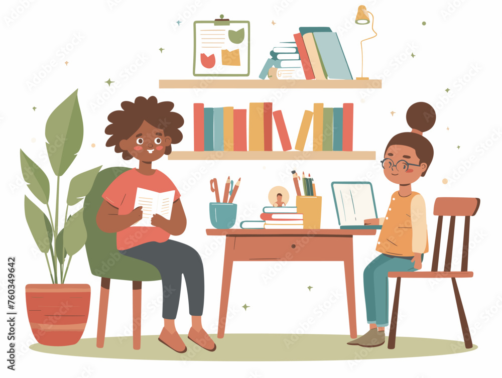 A teacher and a learning assistant collaborate to support students with ...