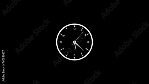 Wallpaper Mural Clock Animation in 12 Hour Loop animation with black background. 4k video Torontodigital.ca