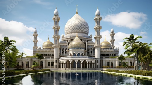 structure dome mosque building illustration worship minaret, courtyard shaped, architecture design structure dome mosque building © sevector