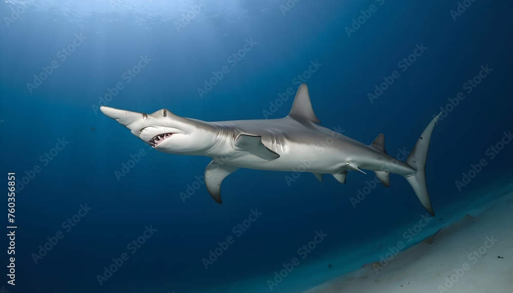 A Hammerhead Shark Cruising Along A Deep Sea Trenc