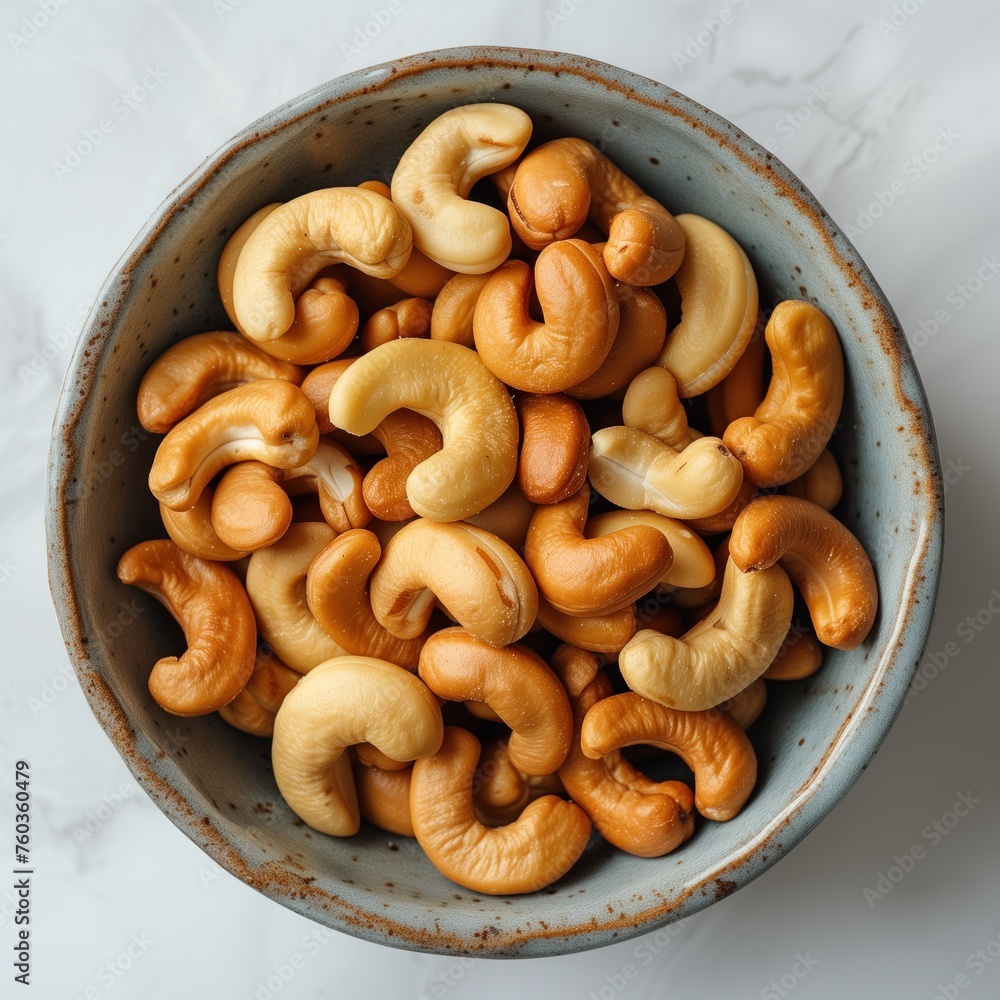 cashew nuts in bowl top view