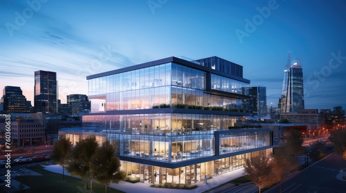 corporate commercial office building illustration modern design, professional space, interior exterior corporate commercial office building © sevector