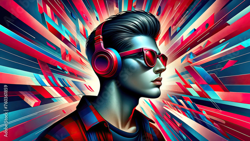 Futuristic Beats: Dynamic DJ with Headphones Digital Art for ModernFuturistic Beats: Dynamic DJ with Headphones Digital Art for Modern Decor Decor