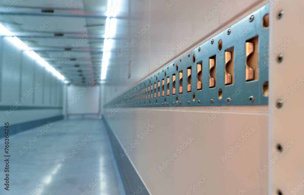 Perspective interior of inside an empty shipping cargo container. warehouse logistics and freight transportation Perspective interior of inside an empty shipping cargo container. warehouse logistics and freight transportation