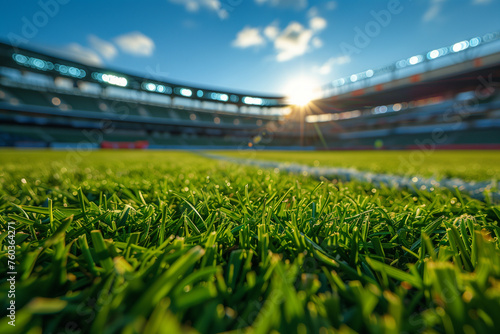 Grass Field View Soccer Stadium Perspective