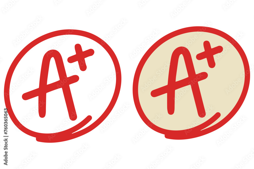 grade A plus sign, grading sign of students in the educational system