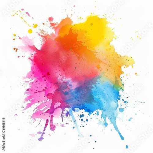 Description  Abstract watercolor explosion in a spectrum of colors on a white background  perfect for creative designs.
