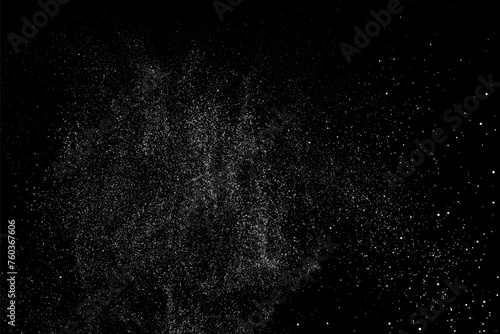 White grainy texture. Abstract dust overlay. Grain noise. White explosion on black background. Splash light realistic effect. Vector illustration, eps 10.	
 photo