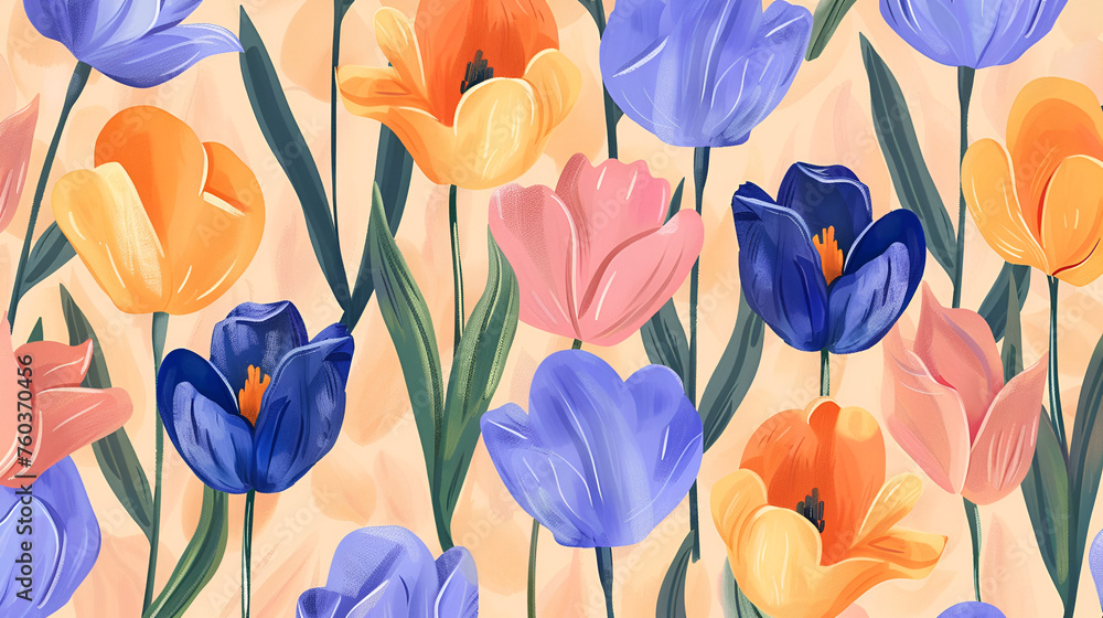 pattern with tulips, illustration pattern with tulips, illustration