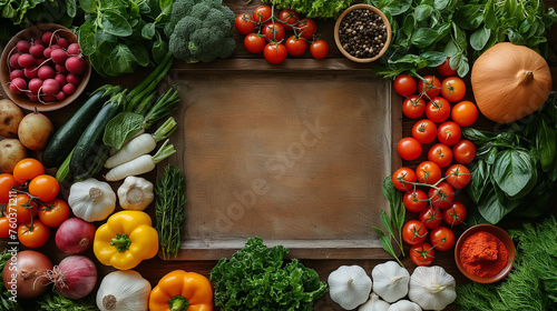 緑黄色野菜とフルーツと皿 photo