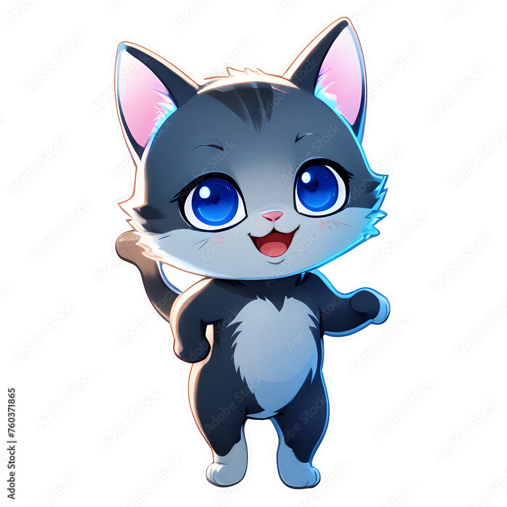 Sticker Smiling Cartoon Cat Illustration, Cat Transparency Sticker Smiling Cartoon Cat Illustration, Cat Transparency