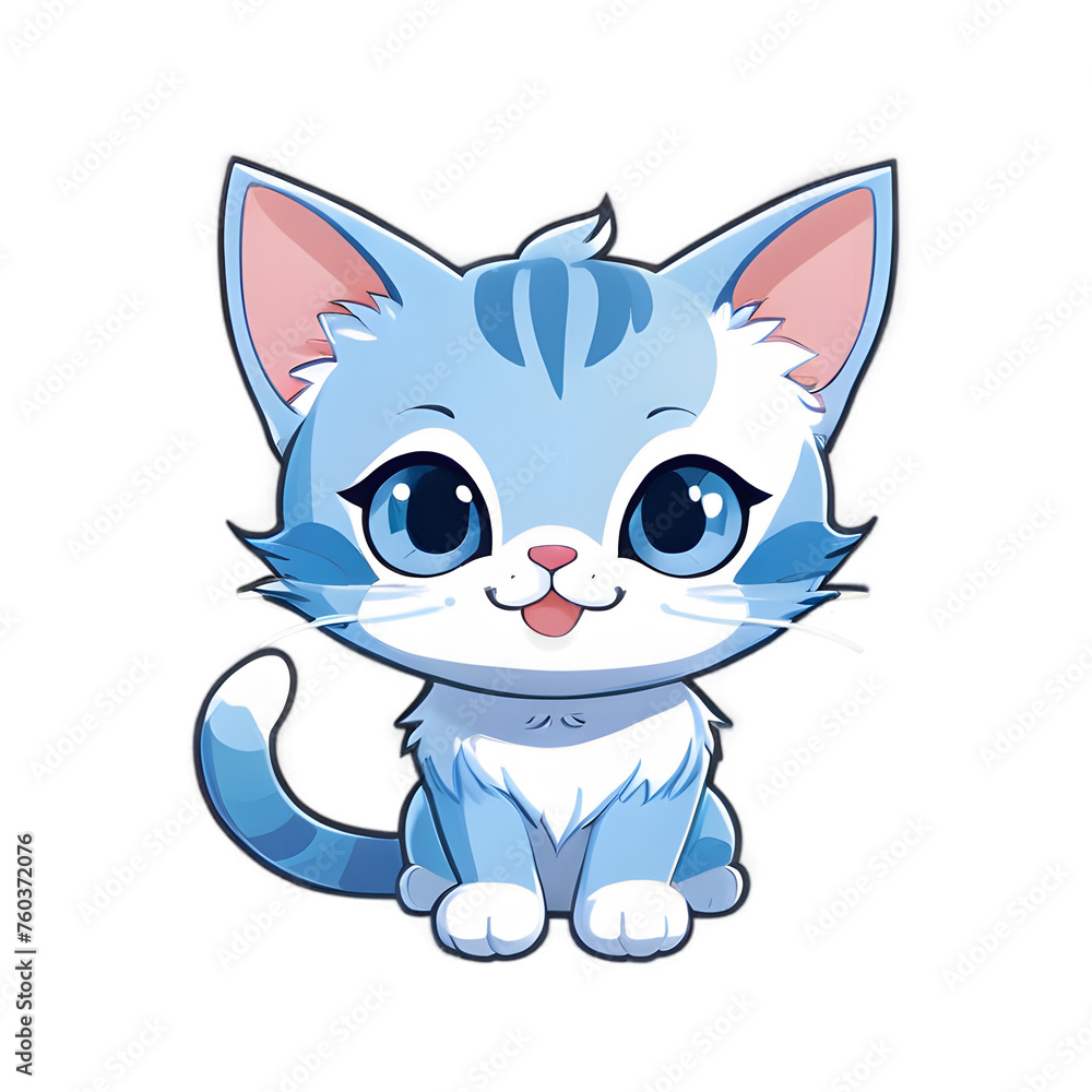 Sticker Smiling Cartoon Cat Illustration, Cat Transparency 