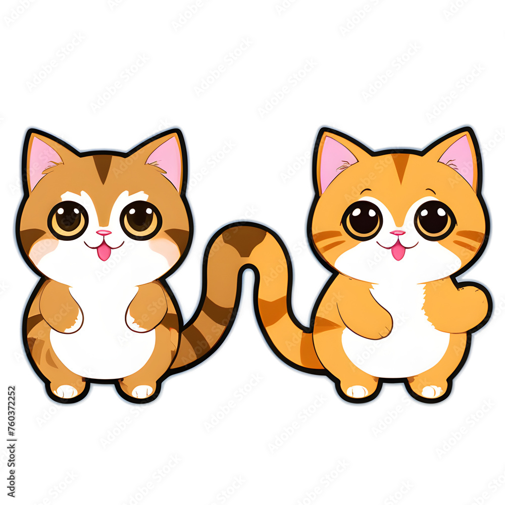 Sticker Smiling Cartoon Cat Illustration, Cat Transparency 