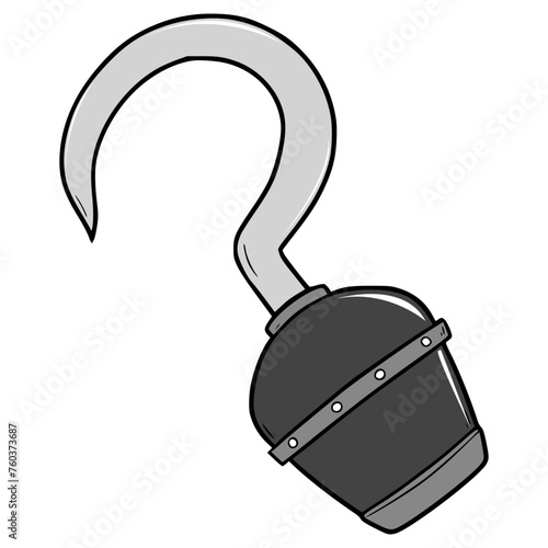 pirate hand hook illustration hand drawn isolated vector	
