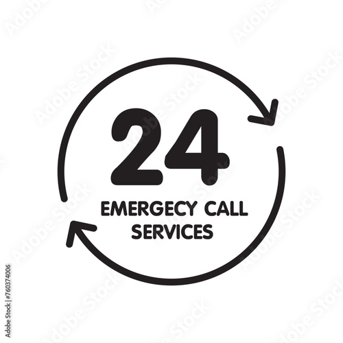 Emergency services 24 hours icon. Vector illustration