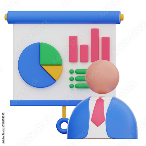 business person with presentation isolated on white background.