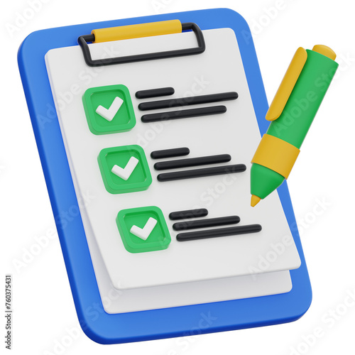 To do List 3d Icon. Business 3d Icon isolated on white background.