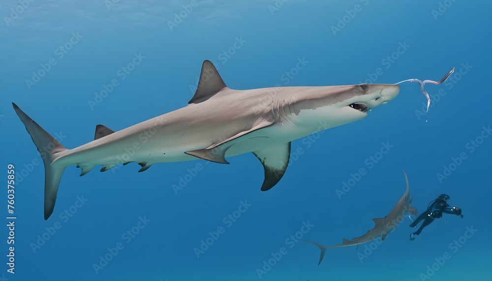 A Hammerhead Shark With A Remora Fish Hitching A R Upscaled 3