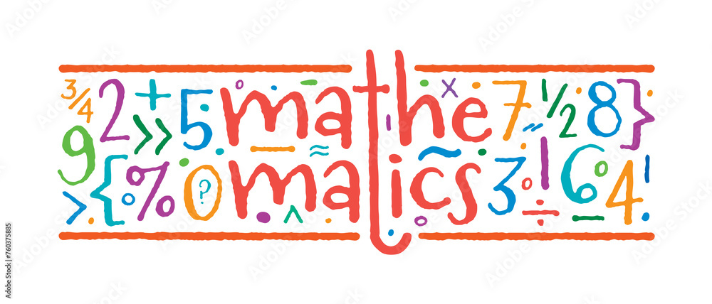 math word and colorful math symbols. math background concept. mathematics and symbols for education, business