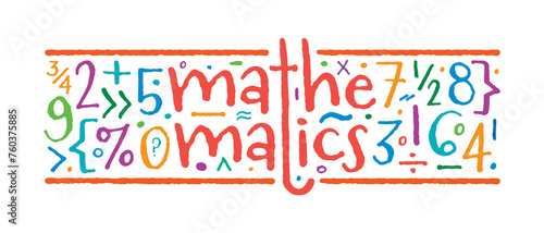 math word and colorful math symbols. math background concept. mathematics and symbols for education  business