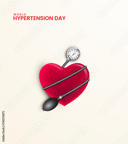 World Hypertension day, Hypertension design for social media banner, poster, 3D Illustration