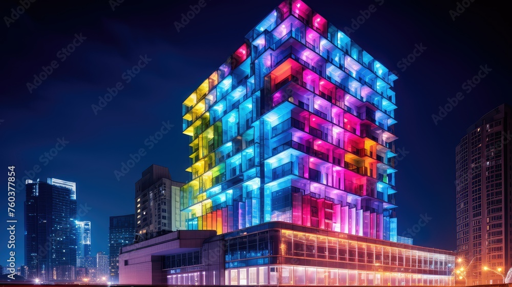 Obraz premium architecture skyscraper hotel building illustration city view, modern urban, tall glass architecture skyscraper hotel building