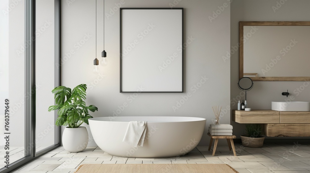 Frame mockup.cozy style.hotel mood apartment interior.home bathroom interior Frame mockup.cozy style.hotel mood apartment interior.home bathroom interior