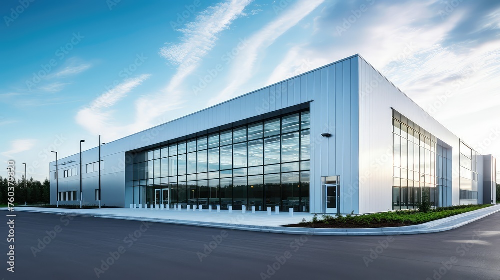 Obraz premium storage property warehouse building illustration commercial development, logistics distribution, facility space storage property warehouse building