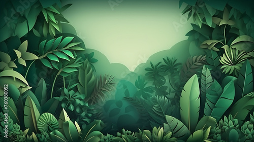 green jungle tropical rain forest nature landscape. nature background cartoon illustration