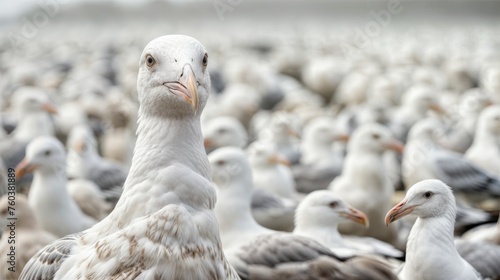 Fototapeta Naklejka Na Ścianę i Meble -  Group of seagulls on the beach of the Baltic Sea