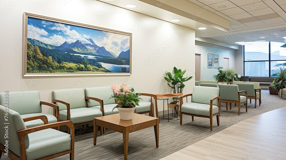 Fototapeta premium staff office hospital building illustration patients surgery, rooms equipment, technology professionals staff office hospital building
