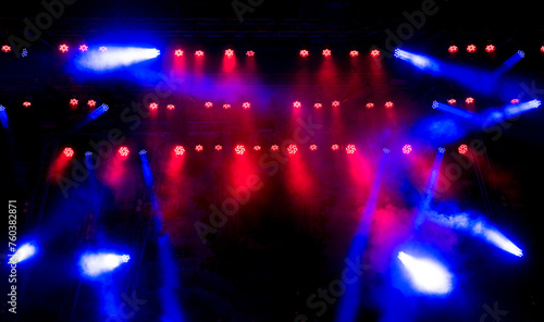 illustration of concert spot lighting over dark background and wood floor