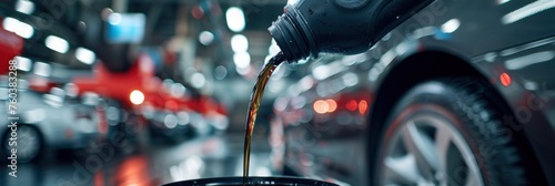Oil lubricating motor car photo