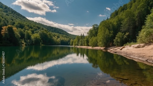 mountain and forest scenery like a modern painting, cool and beautiful nature