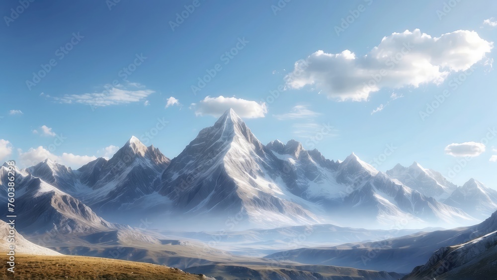 Fototapeta premium mountain and forest scenery like a modern painting, cool and beautiful nature