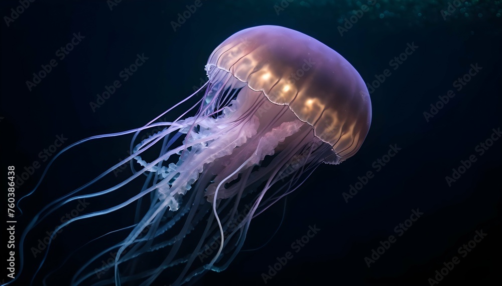 A Jellyfish With Tentacles That Shimmer In The Dar Upscaled 4