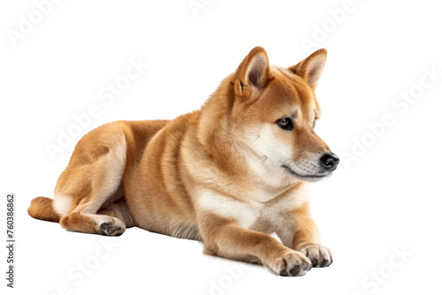 Cute fluffy portrait smile Puppy dog Shiba inu that looking at camera isolated on clear png background, funny moment, lovely dog, pet concept.