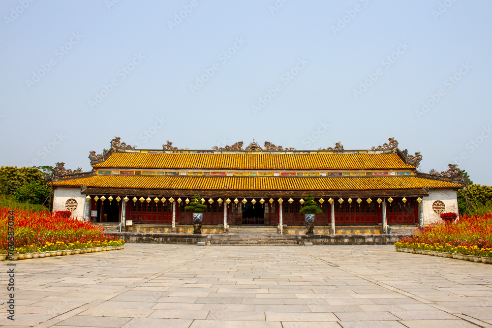 Facade Decoration Of Thai Hoa Palace In Hue Imperial Citadel, Vietnam. Thai Hoa Palace Was A Symbol Of The Nguyen Dynasty, The Last Dynasty Of Vietnam Facade Decoration Of Thai Hoa Palace In Hue Imperial Citadel, Vietnam. Thai Hoa Palace Was A Symbol Of The Nguyen Dynasty, The Last Dynasty Of Vietnam