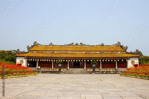 Facade Decoration Of Thai Hoa Palace In Hue Imperial Citadel, Vietnam. Thai Hoa Palace Was A Symbol Of The Nguyen Dynasty, The Last Dynasty Of Vietnam