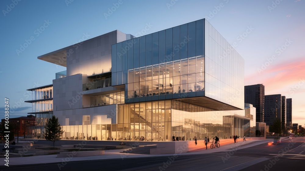 Obraz premium community culture library building illustration resources learning, research archives, history technology community culture library building