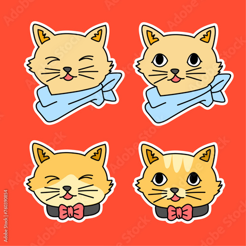 Fototapeta Naklejka Na Ścianę i Meble -  set of cute pet cat illustrations. cartoon cat