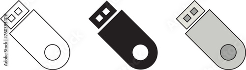 Usb, Flash disk icon, Symbol in lined, isolated and colored style. Vector Illustration