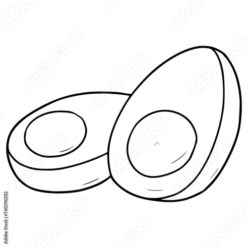 sliced boiled egg illustraiton hand drawn outline isolated vector