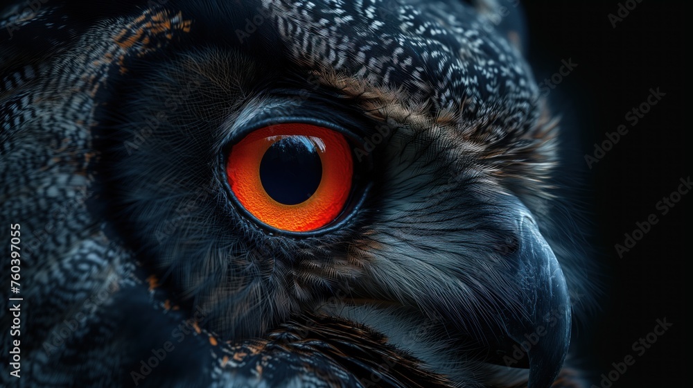 black owl, with red eyes close-up black owl, with red eyes close-up