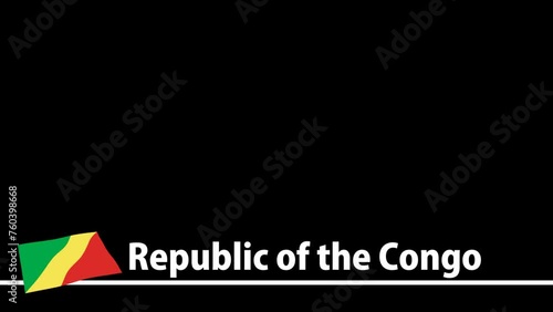 コンゴ共和国の国旗と国名が画面下部に現れます。背景はアルファチャンネル(透明)です。 photo