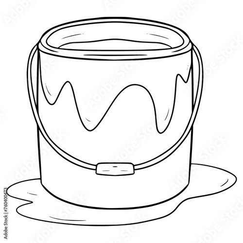 paint bucket illustration hand drawn outline isolated vector